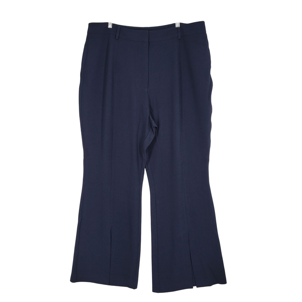 City Chic Kiana Navy Blue Wide Leg Front Slit Pants Plus Size 20 NEW